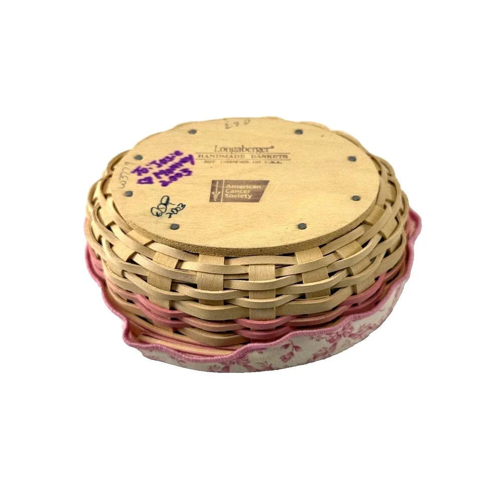2003 Longaberger Horizon of Hope White Basket Liner Protector Note Cards Lid